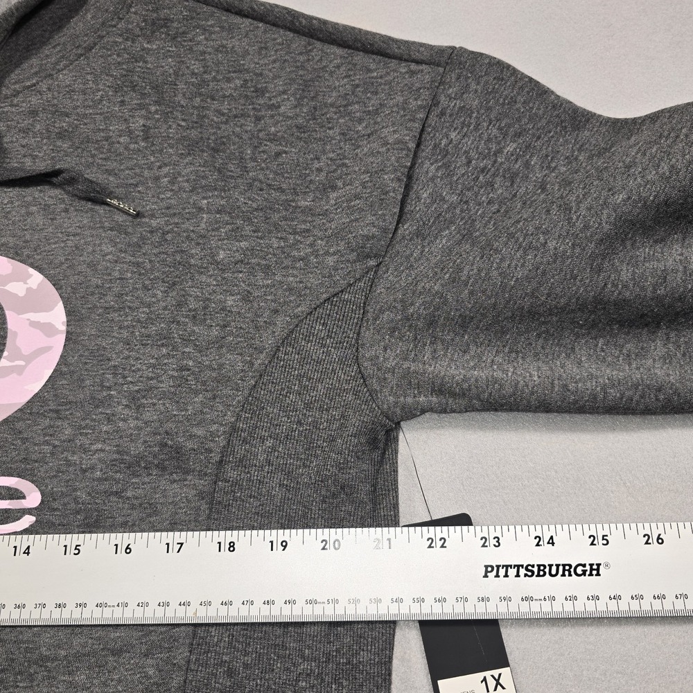 Bebe Sport Womens 1X Charcoal Hoodie‎ Printed Big B Camo Logo Pullover - Picture 10 of 12